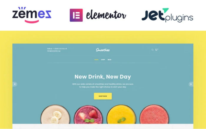 Smoothez - Organic Smoothie Store ECommerce Modern Elementor WooCommerce Theme