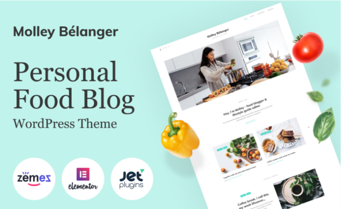Molley Belanger - Food blog WordPress theme for storytelling WordPress Theme