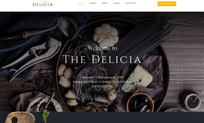Delicia - Restaurant Responsive WordPress Theme