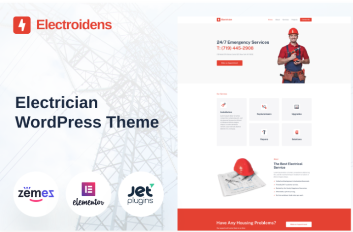 Electroidens - Electrician website with Elementor WordPress Theme