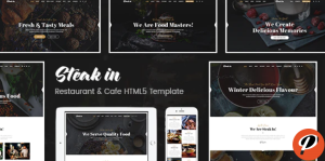 Steak In Restaurant Cafe HTML5 Template