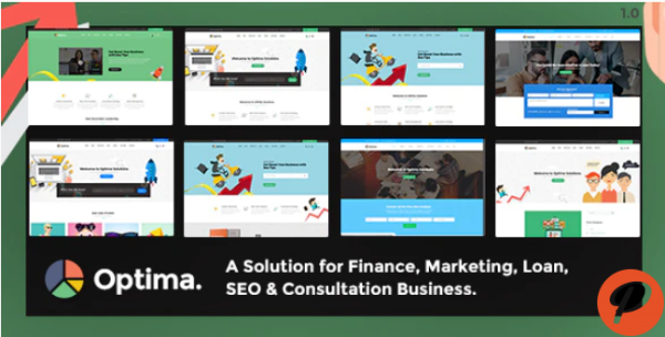 Optima Multiple solutions for Finance Marketing Loan SEO Consultation Business PSD Template