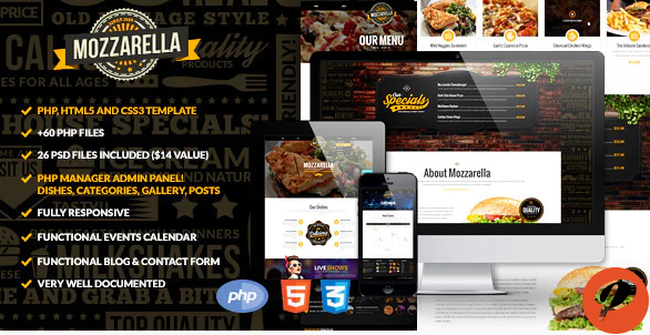 Mozzarella PHP HTML Cafe Bar Template