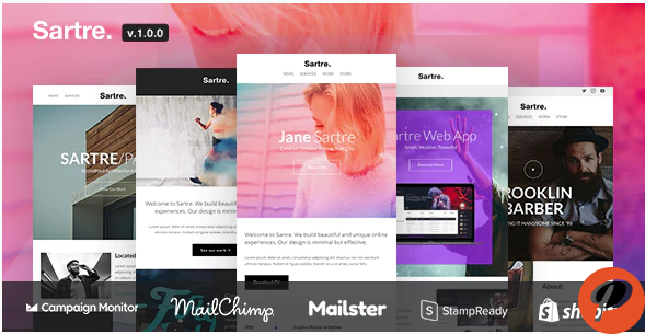 Sartre Responsive Email Toolkit 120 Sections MailChimp MailsterShopify Notifications
