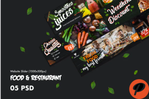 Food Restaurants Website Slider PSD Template