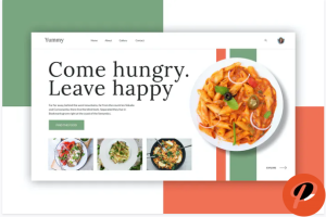 Yummy Food Website Hero Header PSD Template