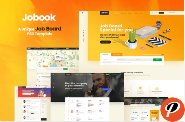 Jobook A Unique Job Board Website PSD Template