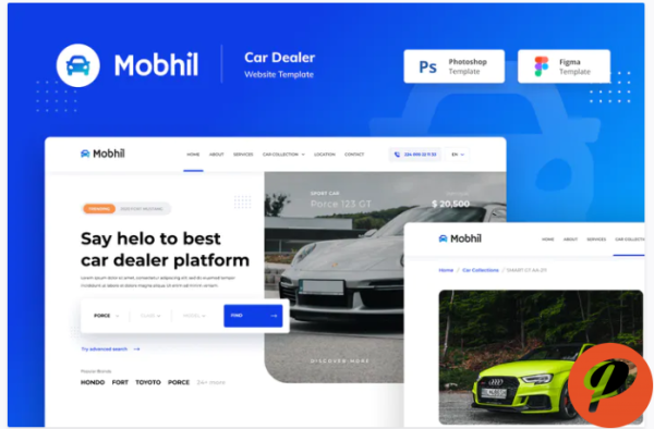 Mobhil Car Dealer Website Figma PSD Template