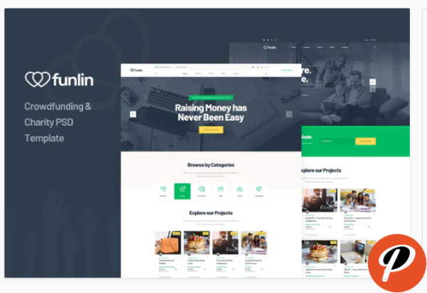 Funlin Crowdfunding Charity PSD Template