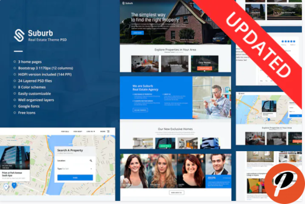 Suburb Real Estate PSD Template