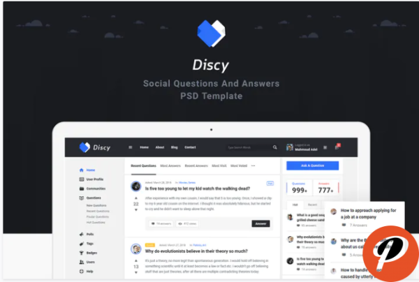 discy Social Questions Answers PSD Template