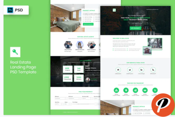Real Estate Landing Page PSD Template 02