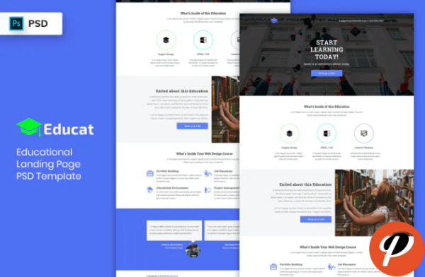 Educational Landing Page PSD Template 02