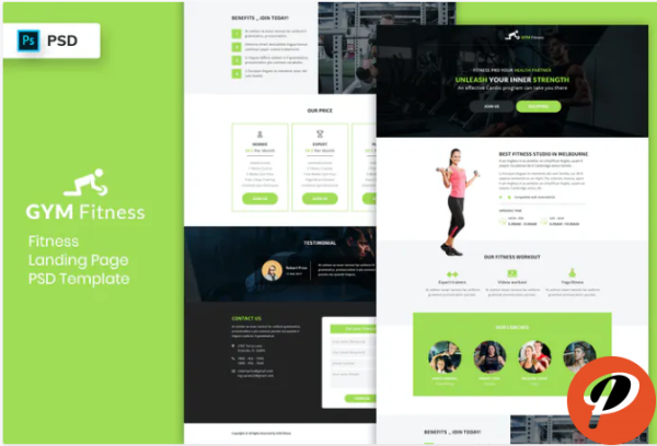 Fitness Landing Page PSD Template