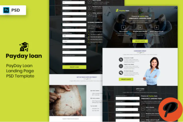 Payday Loan Landing Page PSD Template