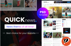 Quicknews Blog Magazine News PSD Template