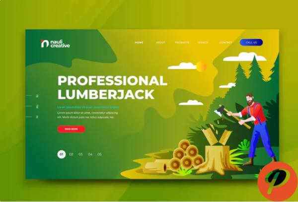 Professional Lumberjack Web PSD and AI Template