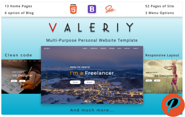 Valeriy Multi Purpose Personal Website HTML Template Website Template