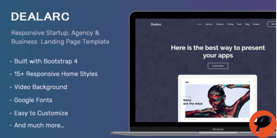 Dealarc Responsive Startup Agency Business Landing Page Template