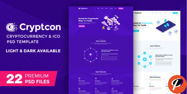 Crypton ICO Bitcoin And Crypto Currency PSD Template