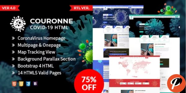 Couronne Corona virus Covid 19 HTML Template