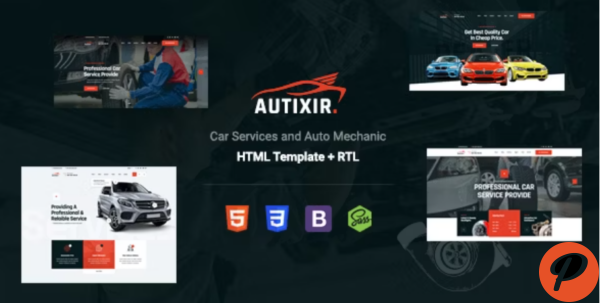 Autixir Car Repair Service Auto Mechanic HTML Template with Accessories Shop