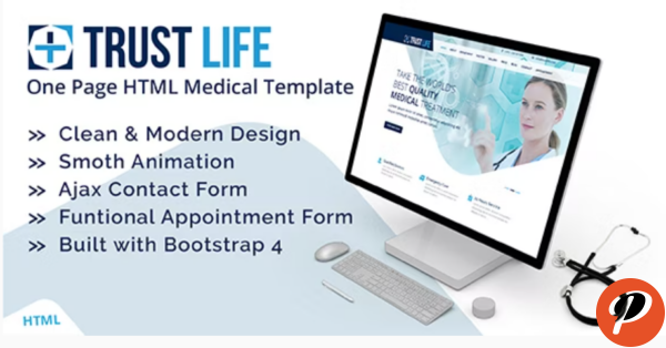 Trustlife Medical and Health Landing Page HTML Template with RTL