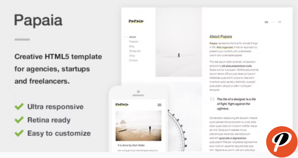 Papaia Creative HTML5 Site Template for Agencies Startups Freelancers