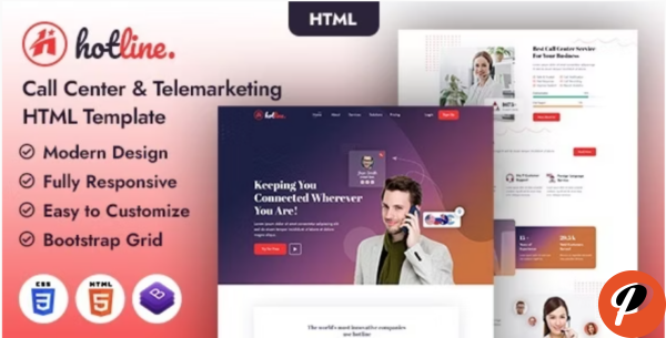 Hotline Call Center and Telemarketing HTML Template