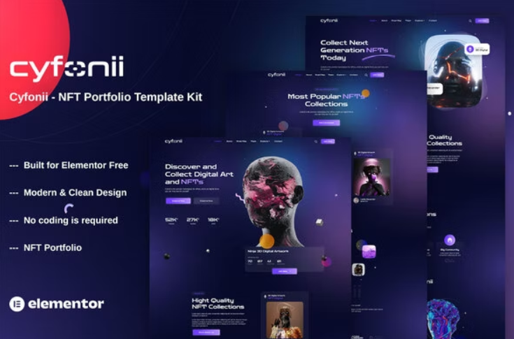 Cyfonii NFT Digital Asset Agency Portfolio Elementor Template Kit