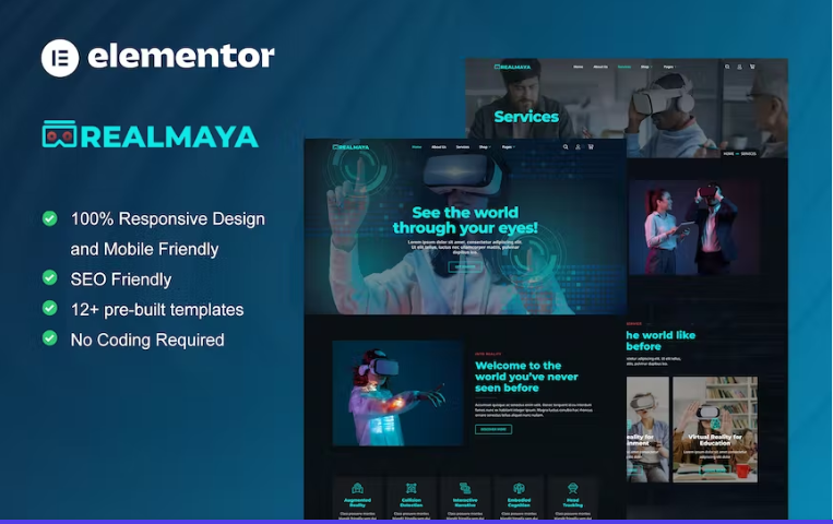 RealMaya Virtual Reality Services Shop Elementor Template Kit