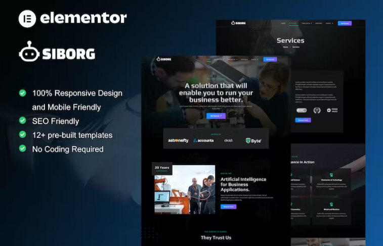 Siborg Robotics Technology Elementor Template Kit