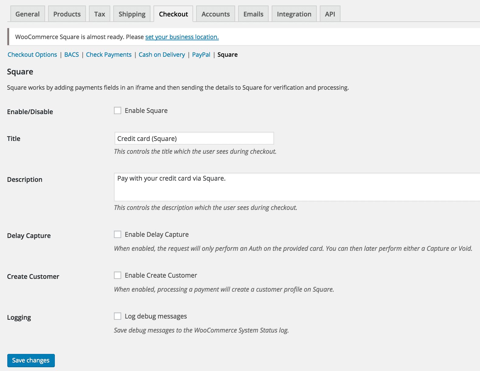 woosquare payment settings