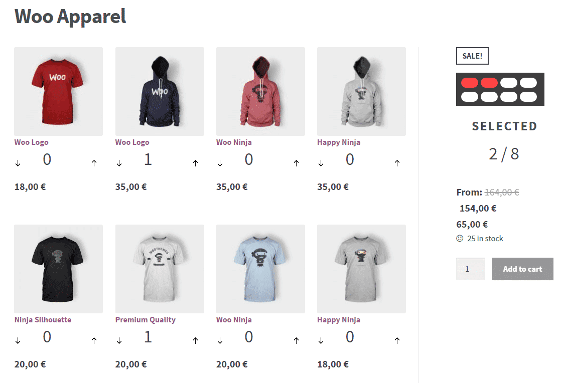 Match Box Example with Per Item Pricing Woo Apparel