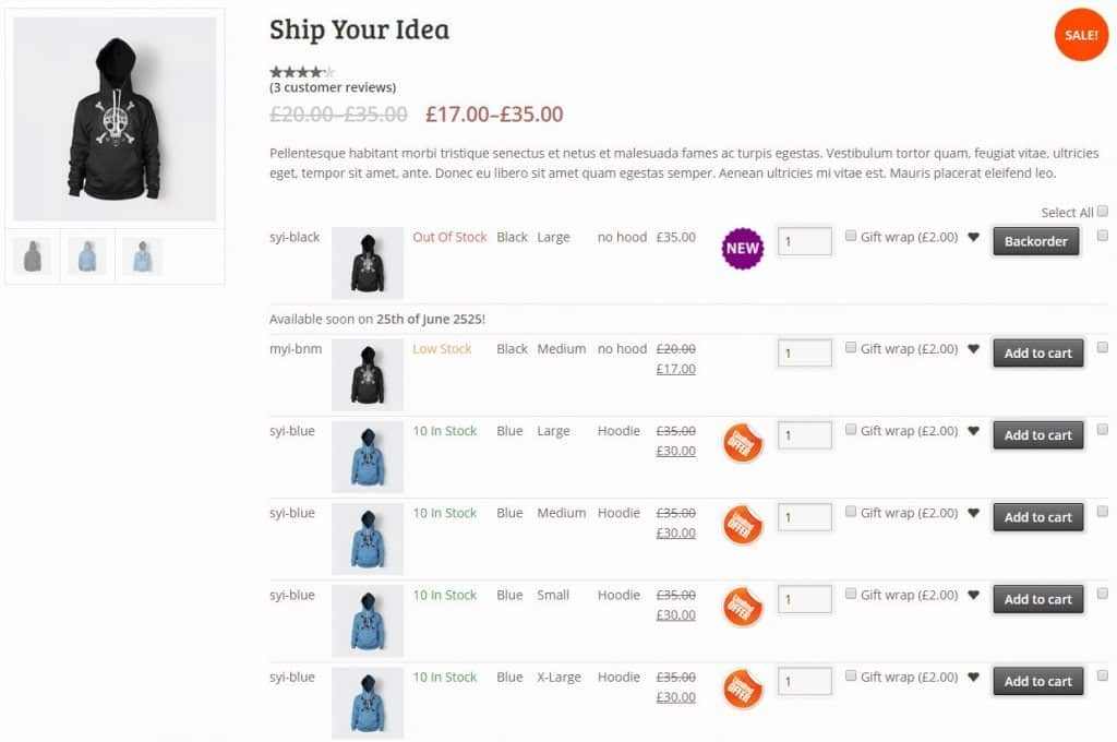 woocommerce variations table grid 20