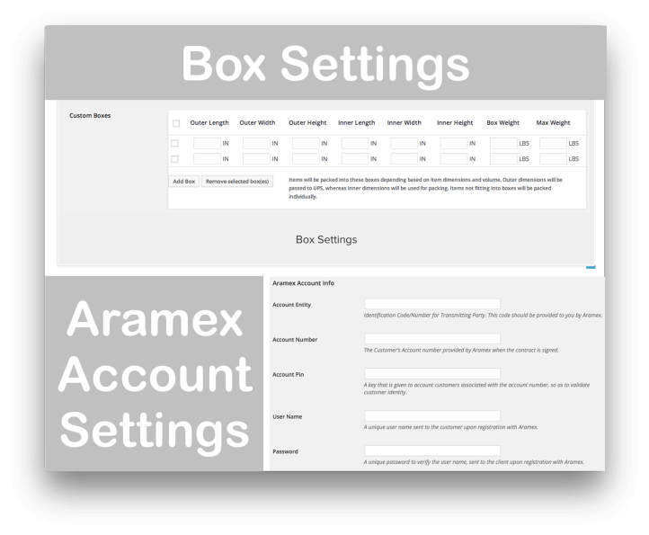 WooCommerce Aramex Plugin for Shipping Account and Box Settings 722x595 1