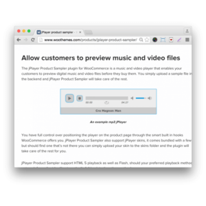 woocommerce jplayer product sampler