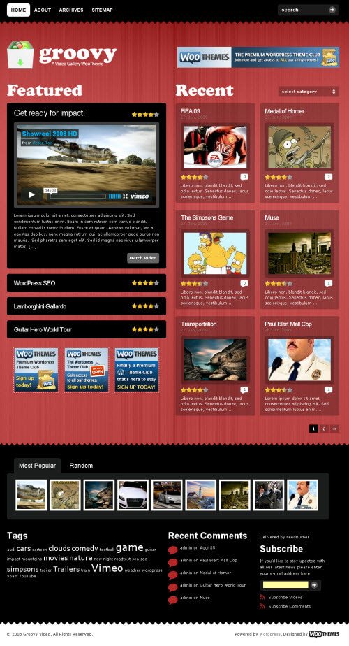 groovy video theme red