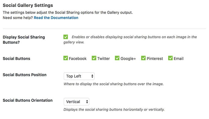 social gallery options