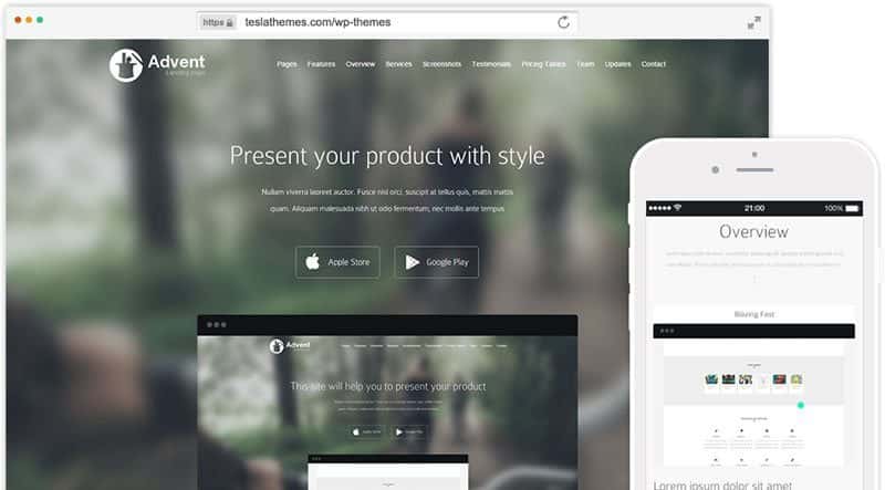 advent app landing page wordpress theme