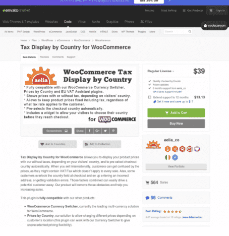 Aelia Tax Display by Country for WooCommerce