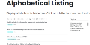 FacetWP Alphabetical Listing