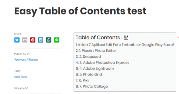 Easy Table of Contents for AMP