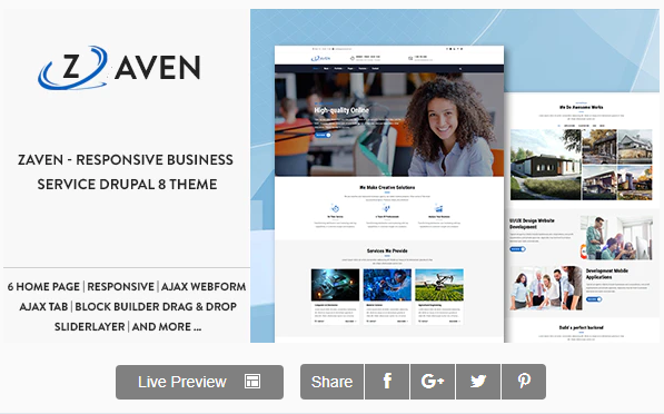 Zaven Responsive Business Service Drupal 8.8 Theme