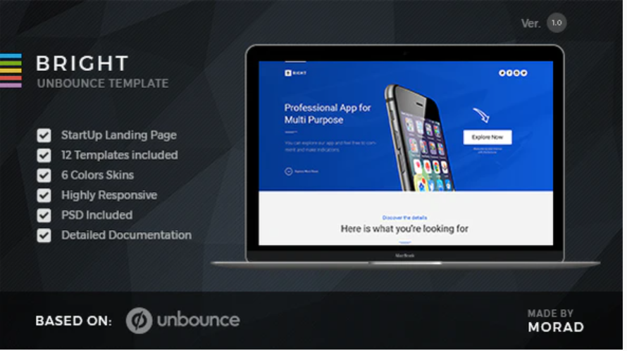 Bright Unbounce Startup Landing Page