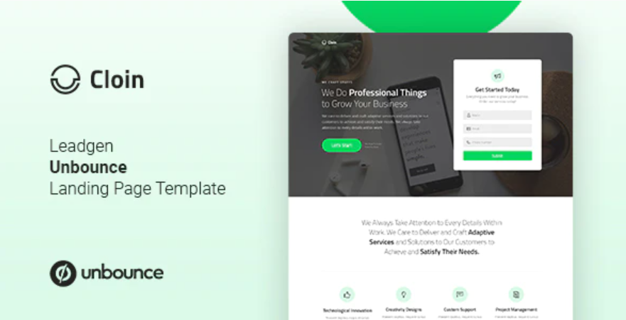 Cloin Business Unbounce Landing Page Template