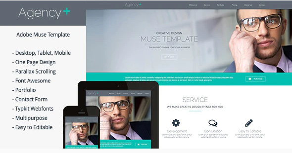 AgencyPlus One Page Multi Purpose Muse Template