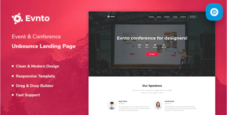 Evnto Event Conference Unbounce Landing Page Template