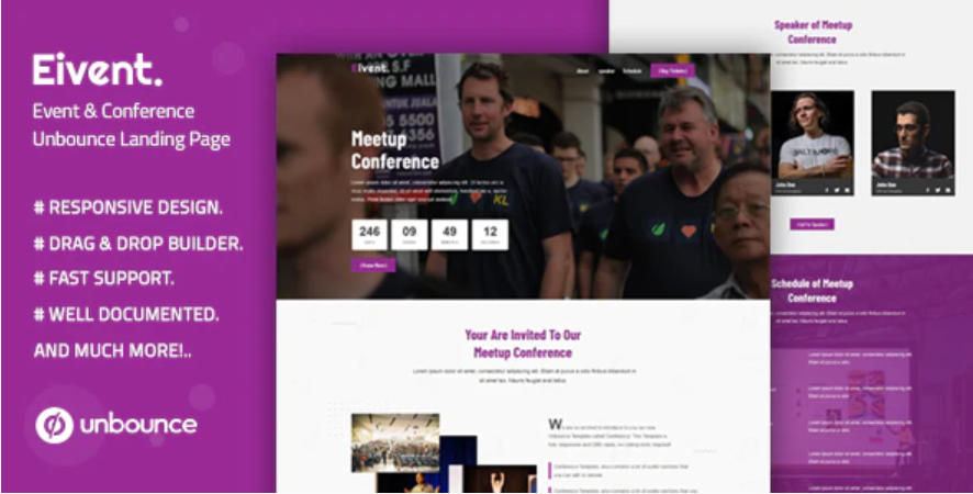 Eivent — Conference Event Unbounce Landing Page Template 1