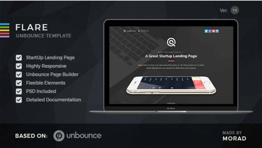 Flare Unbounce Startup Landing Page